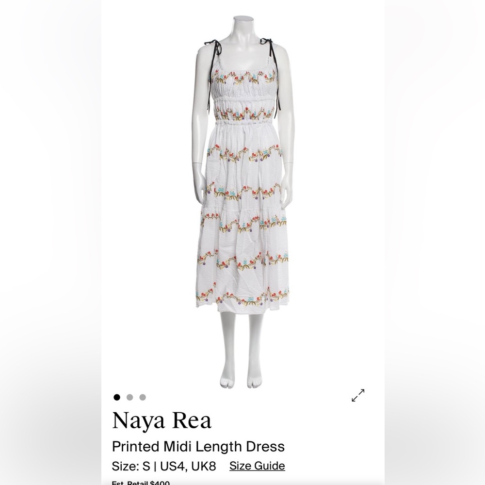 Naya White Printed Midi Dress